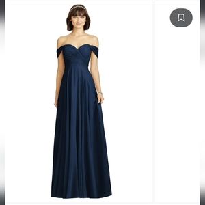 Dessy Collection Off-The-Shoulder Draped Chiffon Maxi Dress